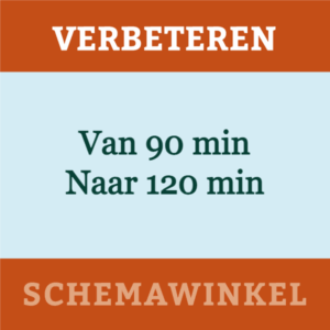 Van 90 min naar 120 minuten in 12 weken (3x per week)