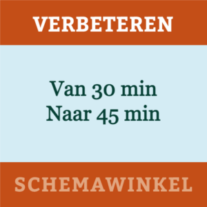 van 30 min naar 45 minuten in 6 weken (2x per week)