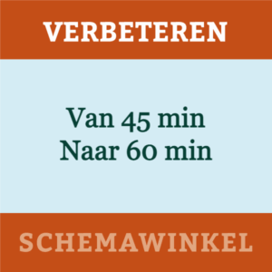 Van 45 min naar 60 minuten in 6 weken (2x per week)